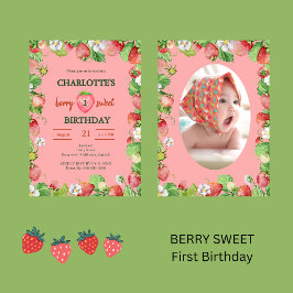 foto av första flickors födelsedag med vattenfärgs inbjudningar