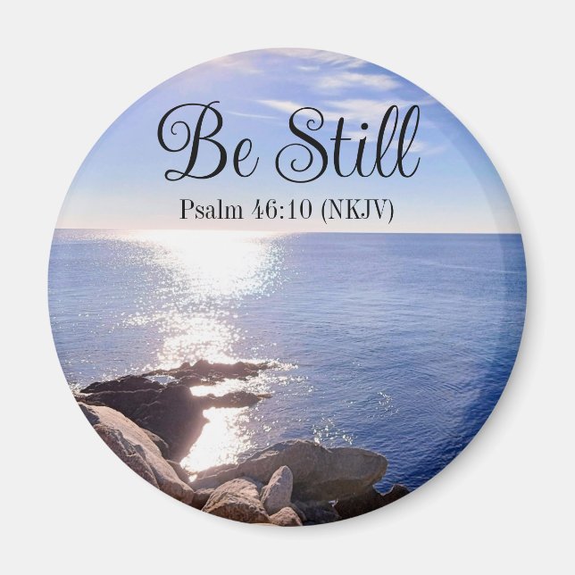 Foto av fortfarande Blue Ocean Bible Verse Gud Magnet (Framsidan)