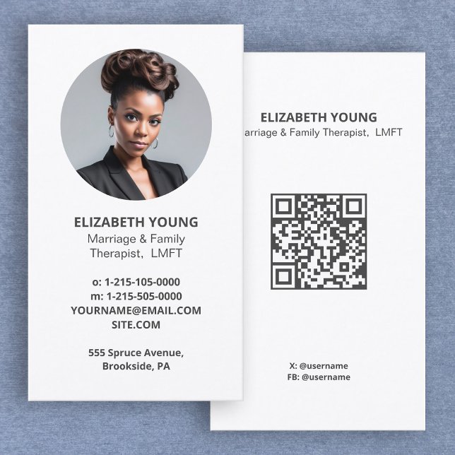 Foto av Giftermål och familjerapist med kuggfoto o Visitkort (Marriage And Family Therapist Business Cards)