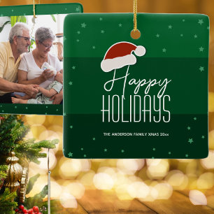 Foto av glad helg Festive Typography-familjen Julgransprydnad Keramik