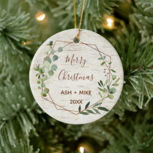 Foto av God jul Birch Eucalyptus Copper Julgransprydnad Keramik