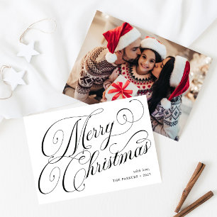 Foto av god jul Black and White Calligraphy Julkort