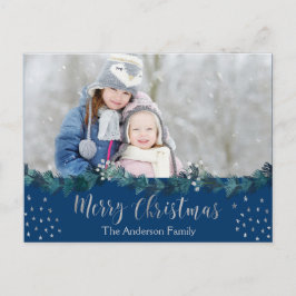 Foto av god jul Blue- och Silver Foil Stars Helg Vykort