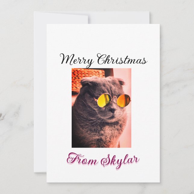 Foto av god jul cat hund pet animal kärlek inbjudningar (Framsida)
