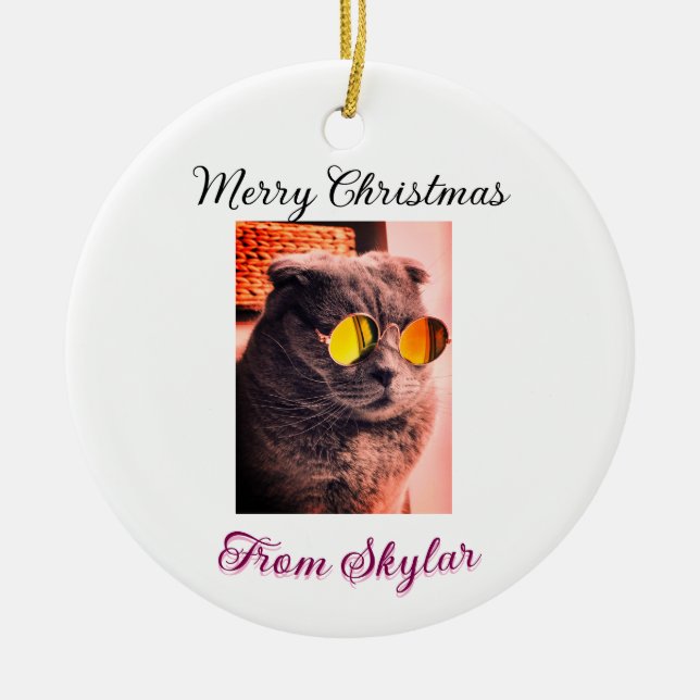 Foto av god jul cat hund pet animal kärlek julgransprydnad keramik (Framsidan)