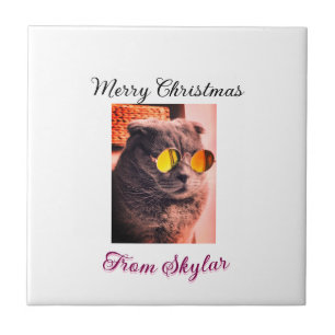 Foto av god jul cat hund pet animal kärlek kakelplatta