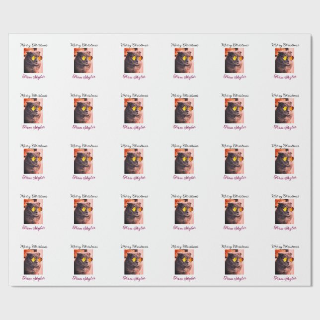 Foto av god jul cat hund pet animal kärlek presentpapper (Platt)