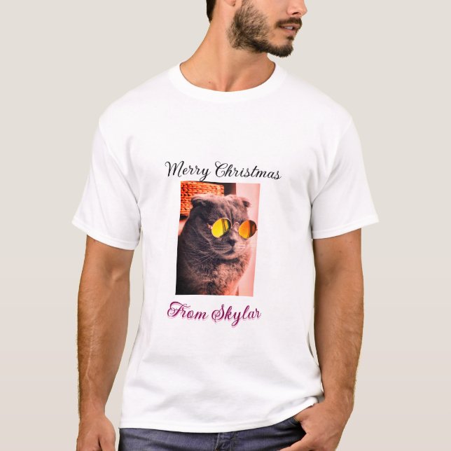 Foto av god jul cat hund pet animal kärlek t shirt (Framsida)