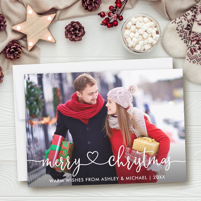 Foto av God jul från Calligraphy Heart Julkort (Customize to add text to back of card.)