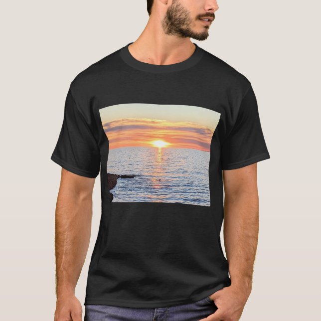 Foto av Golden Sunset och Blue Ocean T Shirt (Framsida)