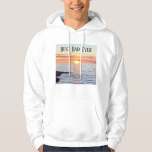 Foto av Golden Sunset och Ocean Best Pappa någonsi Hoodie