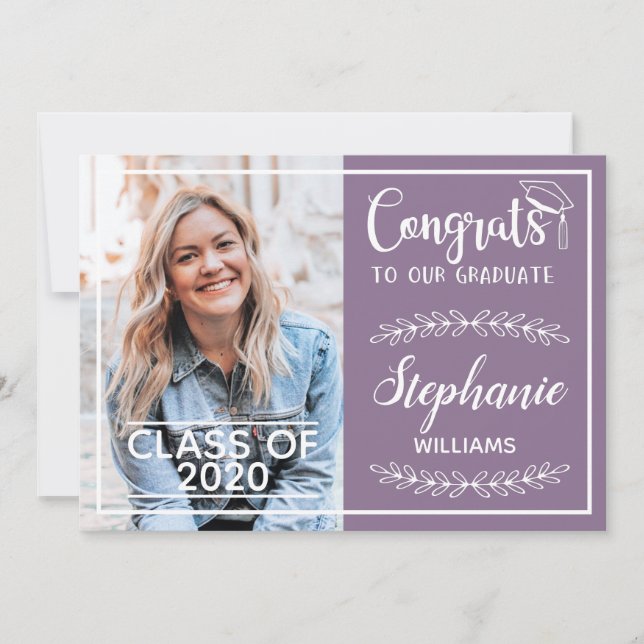 Foto av gratulerar grad modern lilac studenten meddelande (Framsida)