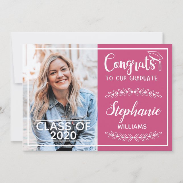 Foto av gratulerar grad modern rosa studenten meddelande (Framsida)