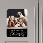 Foto av guld & Black Romantic God jul Magnet<br><div class="desc">Romantisk och elegant helgdag fotokökmagnet. Om du vill ha en mer avancerad anpassning av den här designen klickar du på länken Anpassa ytterligare för att ändra teckensnitt,  storlekt,  färg osv.</div>