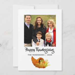 Foto av guldfärgsfamilj för Thanksgiving Julkort
