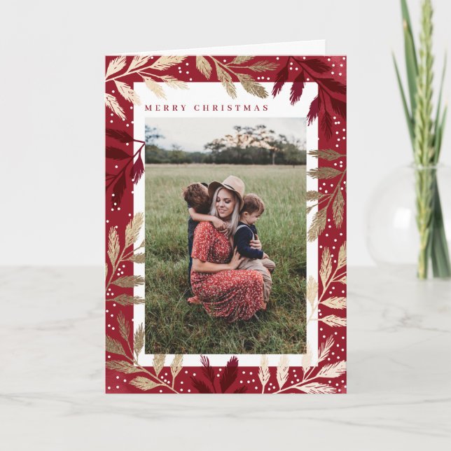 Foto av guldfoil Grenar God jul 3 Photo Helgkort (Framsida)