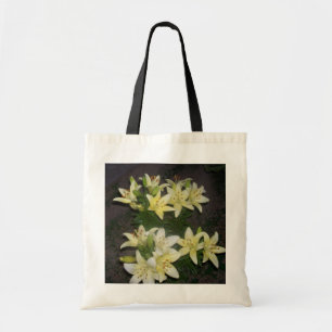 Foto av Gult Lilies på Mörkens bakgrund Tygkasse