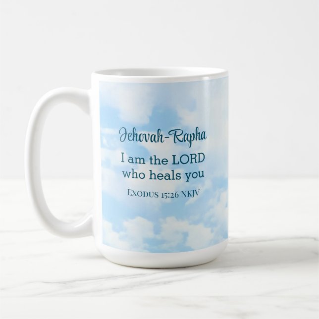 Foto av Himlar I är Herren WHO Heals Bible Verse Kaffemugg (Vänster)