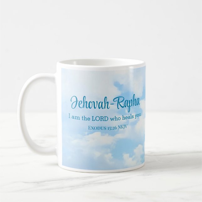 Foto av Himlar I är Herren WHO Heals Bible Verse Kaffemugg (Vänster)