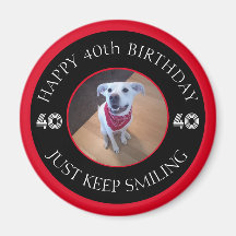 Foto av Hund Grinning Birthday 40 Black and Red