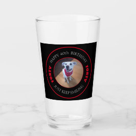 Foto av Hund Smiling Birthday 40 Black and Red Glaskopp