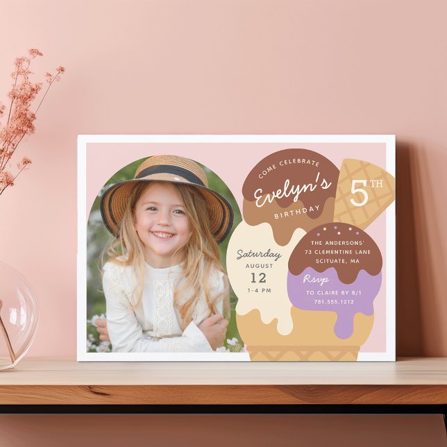 Foto av isCream Sundae Barns födelsedag Party Inbjudningar (Skapare uppladdad)