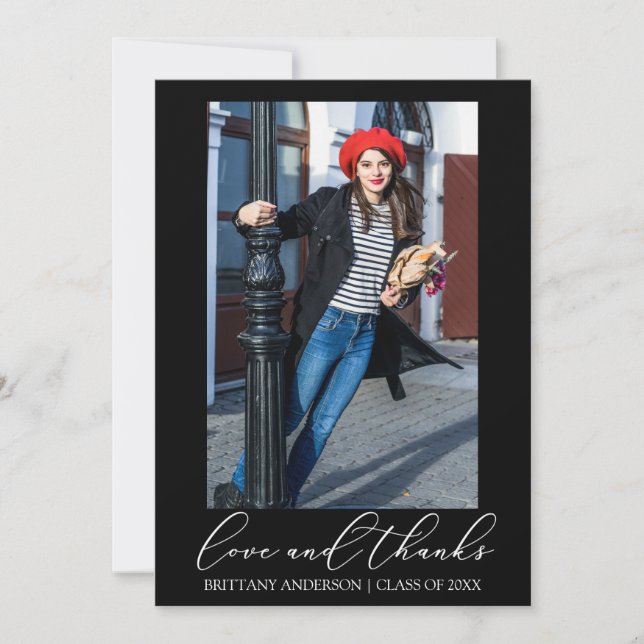 Foto av kärlek och tack Calligraphy Bläck Studente Kort (Framsida)