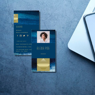 Foto av klassi modern Professionell Ocean Blue Gul Visitkort
