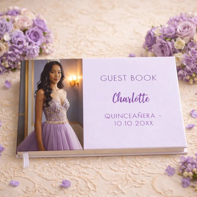 Foto av Lavender violett Quinceanera Gästböcker (Skapare uppladdad)