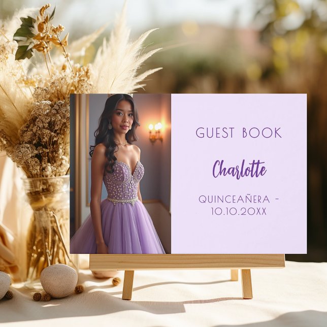 Foto av Lavender violett Quinceanera Gästböcker (Skapare uppladdad)