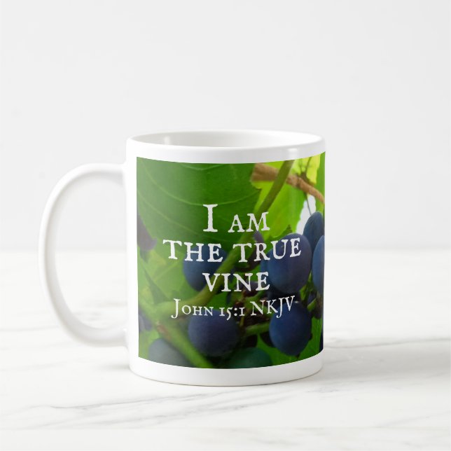 Foto av Lila Grapes Gospel of John Bible Verses Kaffemugg (Vänster)