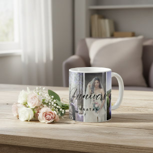 Foto av Lodrät Lycklig-årsjubileum Photo Collage M Kaffemugg