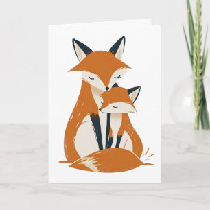Foto av mamma Fox & Valp Woodland Mors dag Kort