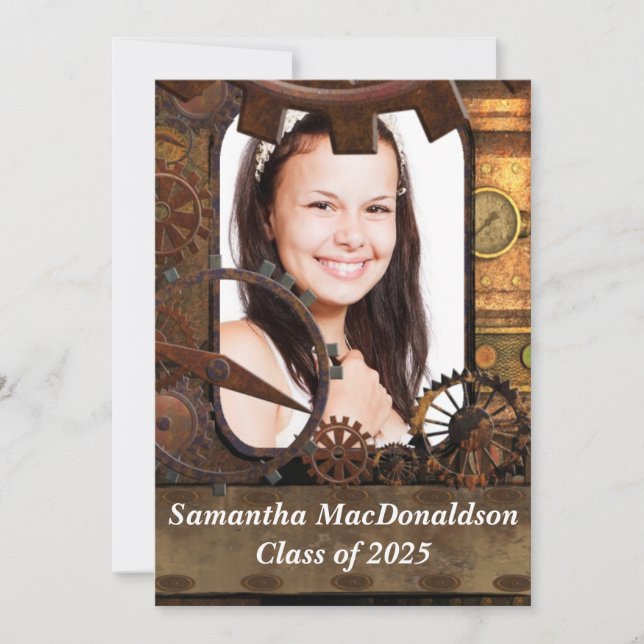 Foto av mekaniska maskiner, studenten inbjudningar (Framsida)
