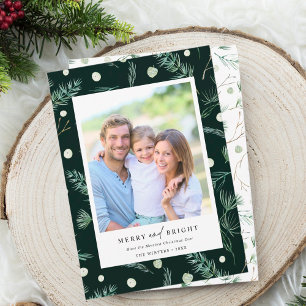 Foto av Merry och Bright Watercolor Winter Greener Julkort