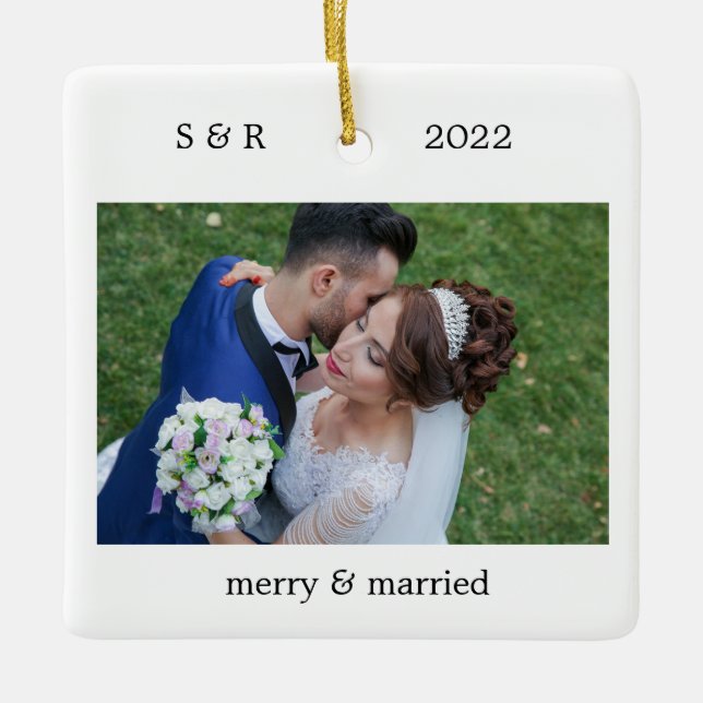 Foto av Merry och Married Personlig Julgransprydnad Keramik (Framsida)