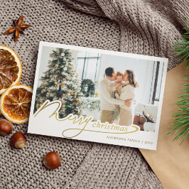 Foto av minimalistisk Elegant Guld God jul Julkort