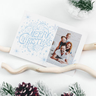 Foto av minimalistiskt blått God jul Julkort