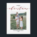 Foto av modern blandningstyp, rött God jul Helg Vykort<br><div class="desc">God Jul! Skicka önskemål till familj och vänner med det här anpassadet ett modernt julkort. Den har blandad typografi med elegant och enkel typografi. Anpassa genom att lägga till namn och ett foto. Det här kalligrafkortet för julklapp finns på andra kartonger.</div>