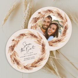 Foto av modern bohemisk pampas (gräs) bröllop inbjudningar