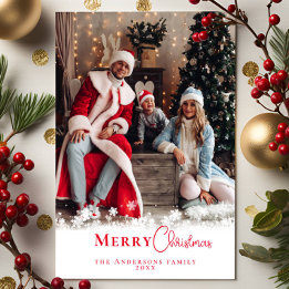 Foto av Modern Festive Red Snyggt Family Julkort