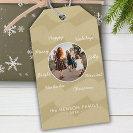 Foto av Modern Golden jul Önskemål-familjen Presentetikett