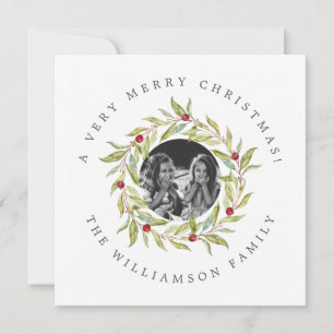 Foto av Modern jul Greenery Wandeberries Julkort