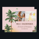 Foto av Modern Mele Kalikimaka Hawai jul handflata Julkort<br><div class="desc">Modern Mele Kalikimaka Hawai jul träd vattenfärgsillustration,  kokokosnöt och snö,  lägg till 2 av ditt foto på pastel  rosa</div>