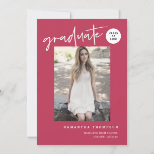 Foto av Modern Minimalist Magenta School Grad Part Inbjudningar