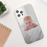 Foto av modern minimalistisk typografi "Kärlek you<br><div class="desc">Den här telefonväskan har ett foto från fullt-ram och en enkel,  minimalistisk typografi hälsning som säger "KÄRLEK DU LOTS". Du kan anpassa det här telefonfodralet med eget foto och egen text.. Finns i många storlekar för alla olika modeller av telefoner. Det är en fantastisk gåva till vem som helst!</div>