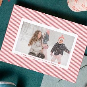 Foto av Modern Red White jul Ram Rand Julkort