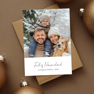 Foto av Modern Script Feliz Navidad-julfamiljen Julkort