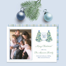Foto av monogram Blue Grönt God jul