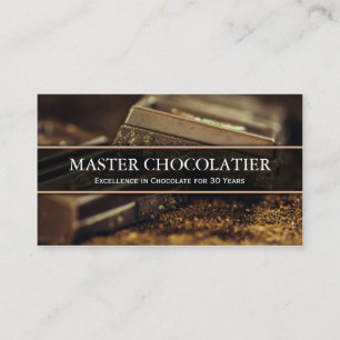 Foto av mörk choklad, Chocolatier visitkort